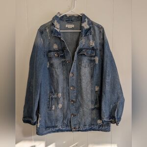 Ci Sono Denim Collection Distressed Denim Jacket - size L
